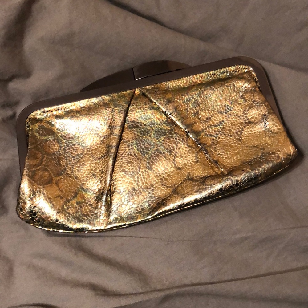 HOBO Gold snakeskin clutch